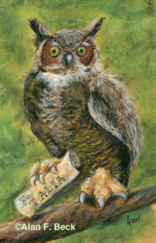 Owl Mail art by Alan F. Beck