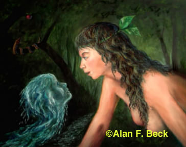 Eve gazes at the Water art by Alan F. Beck